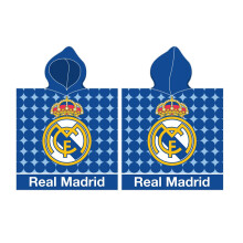 Poncho enfant 55x110 cm Real Madrid 4152, blason bleu Ă capuche