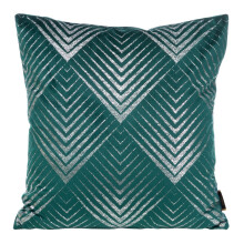 Taie d'oreiller 45x45 36 turquoise argent foncé à motifs géométriques en velours