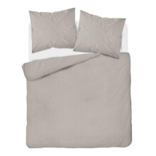 Parure de lit Damas 160x200 beige Ă rayures unies 1 cm Pure
