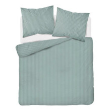 Parure de lit Damas 160x200 cm, rayures menthe unie 1 cm Pure
