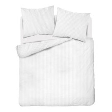 Parure de lit Damas 160x200 cm, rayures blanches unies 1 cm Pure