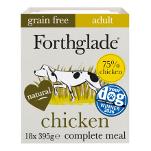 Forthglade Wet Dog Food (18 x 395g Trays) - Grain Free & Hypoallergenic Dog Food, Adult 1 Year+, Chicken with Vegetables
