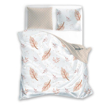 Parure de lit en microfibre 140x200 Harmony 8 feuilles blanc beige avec une taie d'oreiller 70x90 Faro