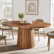 Tribesigns ovale eettafel voor 6 personen, 140 cm (55,11 inch) houten eettafel in boerderijstijl (bruin)