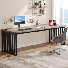 Tribesigns 180 cm bureau, groot computerbureau, pc-tafel, kantoortafel met stevig metalen frame, grijs