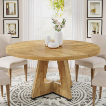 Tribesigns Ronde Eettafel Houten Keukentafel voor Eetkamer, 119 cm Eettafel voor 4 Volwassenen
