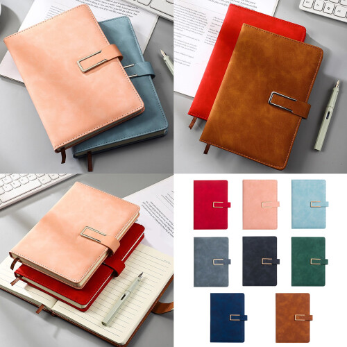 Portable 32K Notebook Magnetic Closure PU Leather-Navy Blue 2