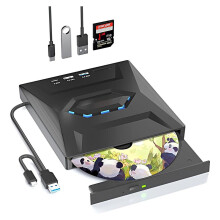 Externes USB-DVD-Laufwerk, tragbarer DVD-RW-Brenner für Laptop und Desktop-PC, universell einsetzbar, schlankes schwarzes Design