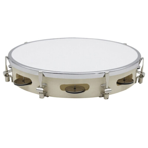Tamborim de Mão de 25 cm (10 Polegadas) em Madeira, Instrumento Musical Educativo para Igrejas, Karaokê e Festas. 2