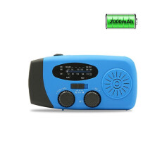 Solarbetriebenes Kurbelradio mit LED-Taschenlampe, AM/FM-Radio für Wetterwarnungen und Notfälle, 2000-mAh-Akku und Dynamo-Stromversorgung