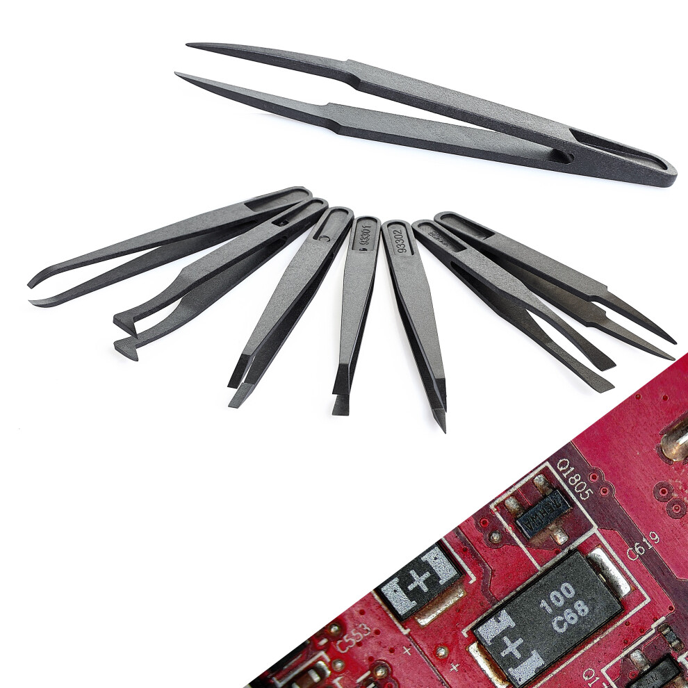 Techrebal Set Mit 8 Präzisen Antistatischen Esd-Pinzetten