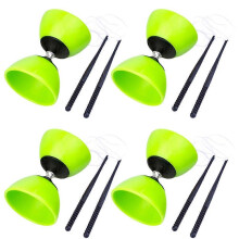 (Green) Double-Headed Shaking Rod Diabolo Children'S Students and the Elderly Outdoor Fitness Sensory Training Equipment Green