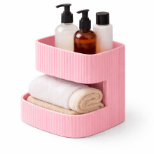 Moderner, zweistöckiger Badezimmer-Organizer in Rosa