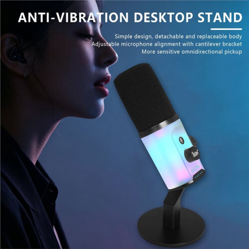IRIN Desktop Microphone High Sensitivity Dynamic Microphone Game Live Mic Connects to Computer for Professional Dubbing 1