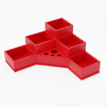 Roter Badezimmer-Organizer für Kosmetikartikel und Zahnbürsten, 5 Fächer, 4 Löcher
