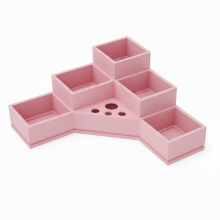 Rosa Badezimmer-Organizer für Kosmetikartikel und Zahnbürsten, 5 Fächer, 4 Löcher