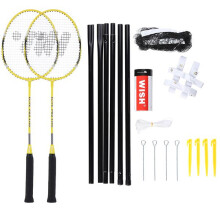 ALUMTEC 4466 BADMINTONKETSER SÆT GUL 2 STK + SHUTTLES 3 STK + NET + ØNSKERINJER