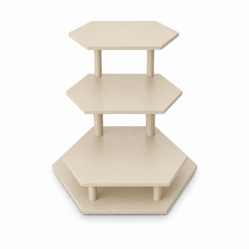 3-lags beige dekorativ displayhylde