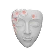 Unique Human Face Planter Durability Resins Wall Hanging-White