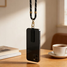 Sangle de coque de téléphone réglable,-Or noir et blanc