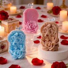 Soybean Blend Wax Candle With Rose and Angel-french vanilla