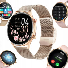 Smartwatch für Damen, Sprachfunktion, 280-mAh-Akku, Blutdruckmessung, Gold