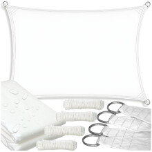 Voile d'ombrage de jardin, imperméable, blanche, résistante et durable, 5 x 3 m