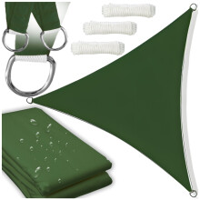 Voile d'ombrage de jardin imperméable 7 x 5 x 5 m, triangle vert foncé