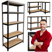 Fém tárolópolcok garázsba, műhelybe, 180 cm fekete, pincébe, padlásra