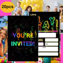 20 cartes d'anniversaire uniques à effet de lumière néon,