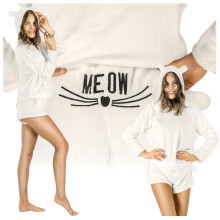 Set regalo di compleanno composto da pigiama invernale da donna in peluche con pantaloncini bianchi taglia S