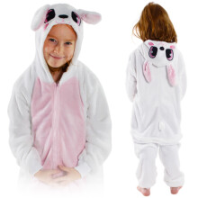 Pigiama intero ZOLTA con coniglietto per bambini - pigiama caldo / tutina intera rosa 134-140
