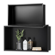 Étagère encastrée 60 x 30 x 10 cm, noir mat, pour salle de bain