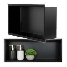 Étagère encastrée 45 x 20 x 10 cm, noir mat, pour salle de bain