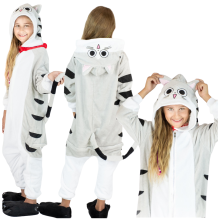 TONES Pigiama invernale caldo da gatto, tutina kigurumi per bambini, tuta intera 146-152, tutina per bambini 068pcN gatto - 98-104