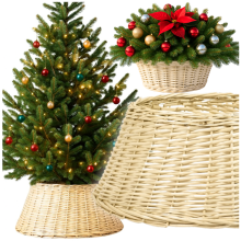 Cache-pot en osier pour sapin de Noël, support en osier, panier, beige MORE&DECO