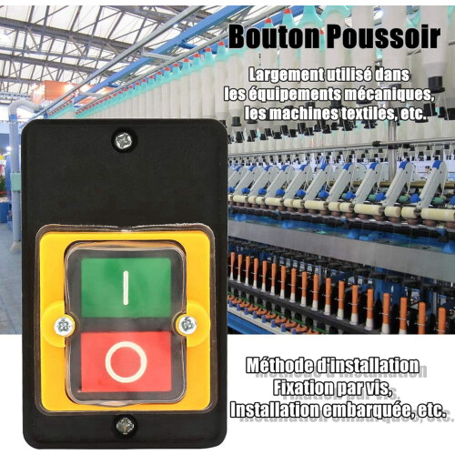 Waterproof Push Button Switch AC 220V 380V 10A Single Phase Three Phase Power Control Switch with Housing, On Off Contro 1