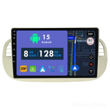 RoverOne 8G+128G Car Radio Stereo Wireless CarPlay Android Auto GPS Sat Navi Head Unit for Fiat 500 2007 - 2015