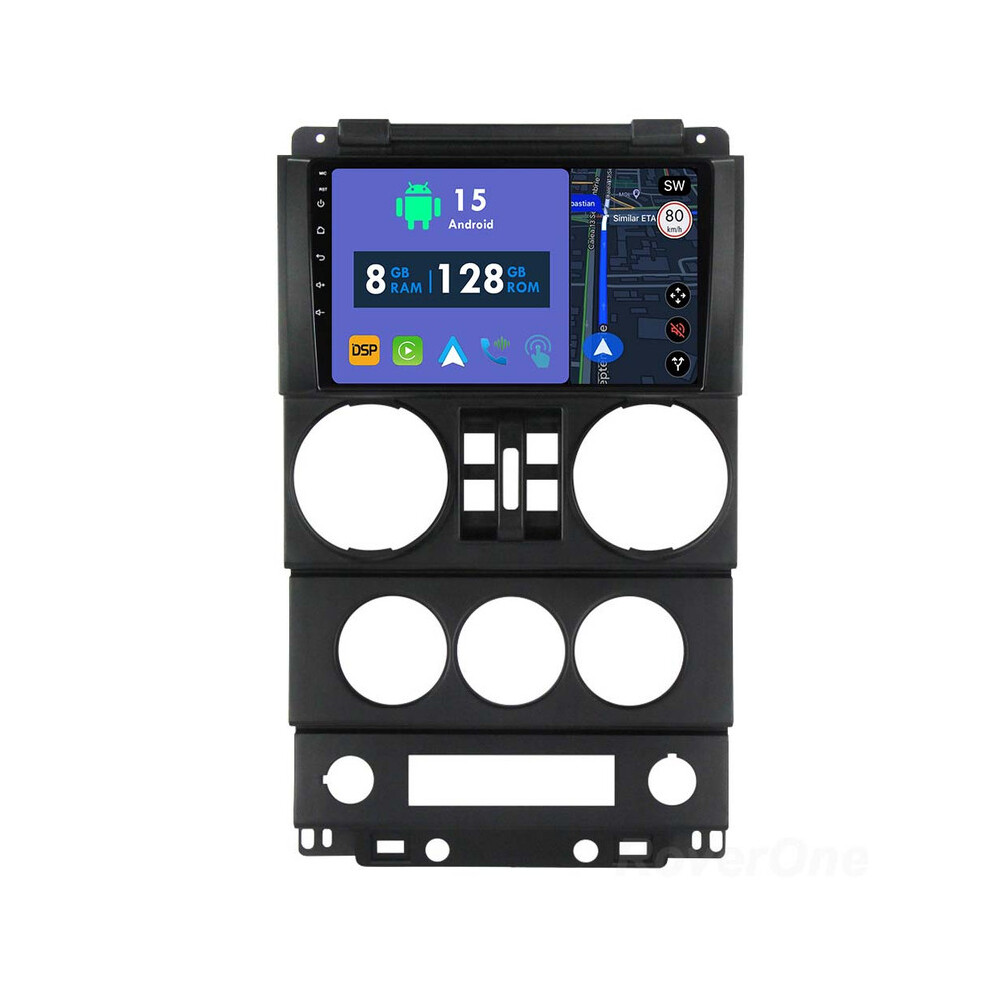 Roverone 8G+128G Car Radio Stereo Wireless Carplay Android Auto Gps Sat Navi Head Unit For Jeep Wrangler 3 Jk 2008 - 2010 786354253124