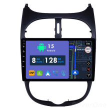 RoverOne 8G+128G Car Radio Stereo Wireless CarPlay Android Auto GPS Sat Navi Head Unit for Peugeot 206 1998 - 2012