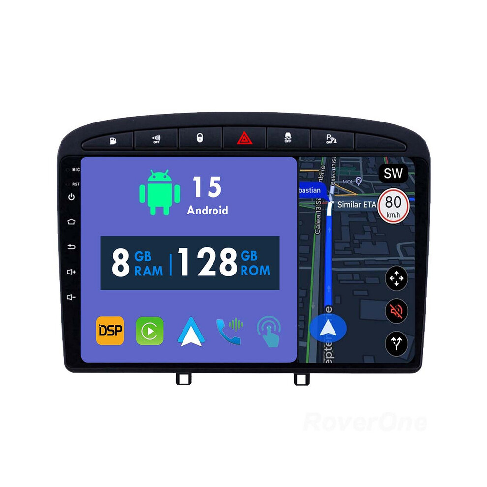 Roverone 8G+128G Car Radio Stereo Wireless Carplay Android Auto Gps Sat Navi Head Unit For Peugeot Rcz 308 Sw 2007 - 2015 408 2012 - 2020 786354254220