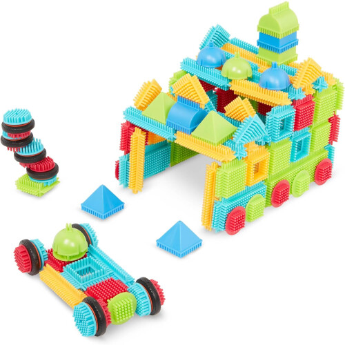 Battat - Bristle Blocks -STEM Interlocking Building Blocks - 112 Pieces Playset- Developmental Toys for Toddlers & Kid - Basic Builder Set - 2+ Years