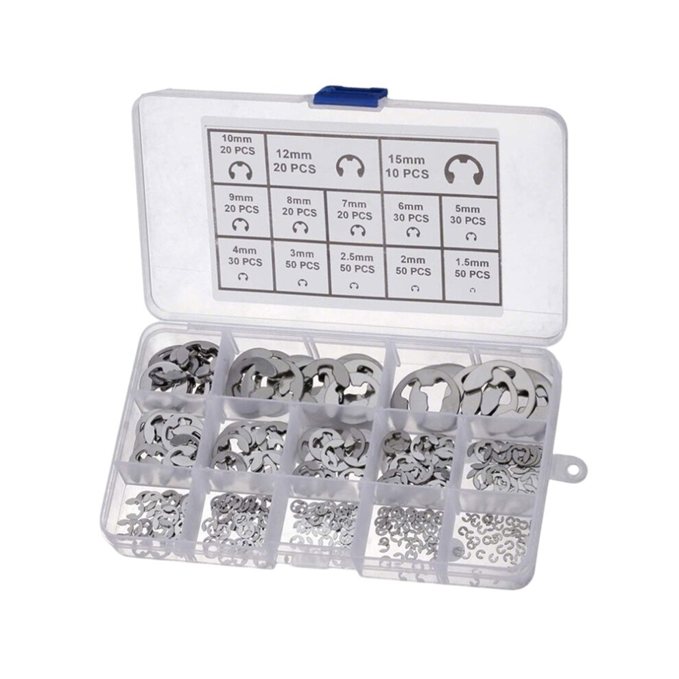 400X Assorted M1.5 -M15 Stainless E Clip C Circlip Kits Retaining Snap Ring Sets 6951617019982