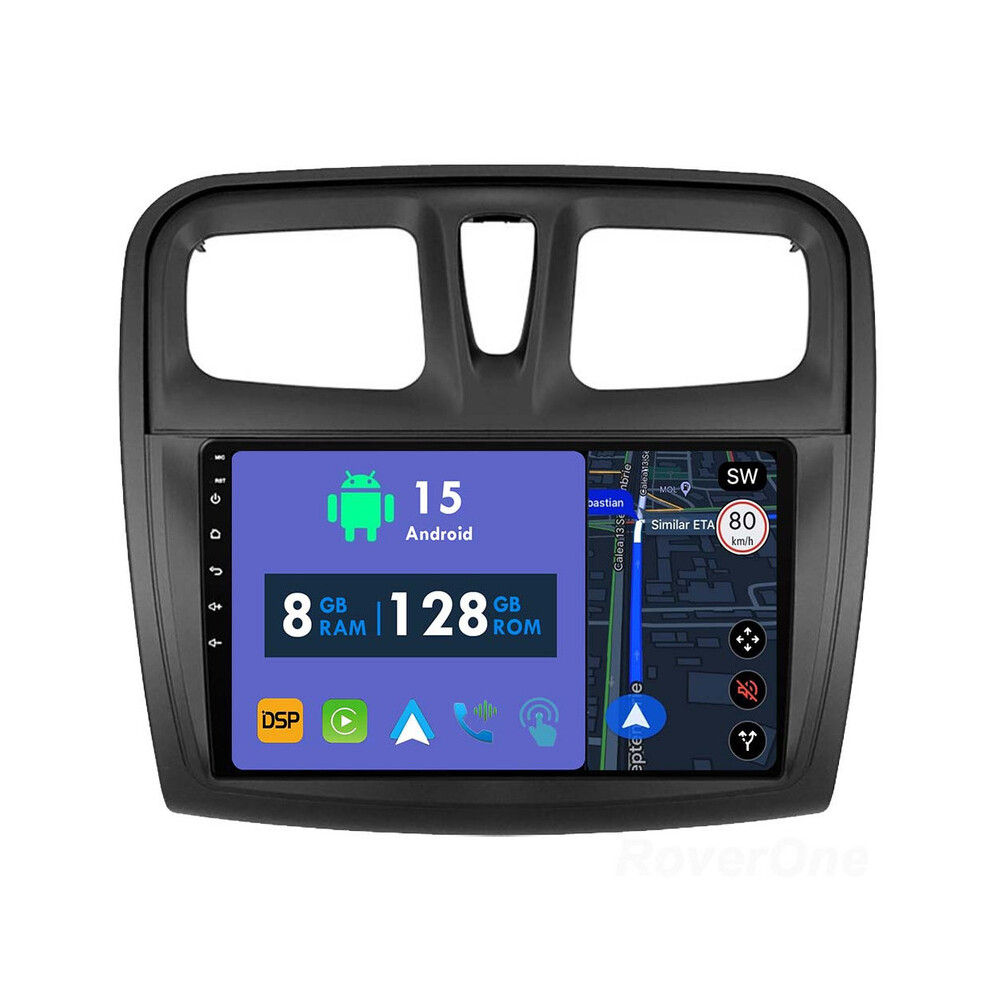 Roverone 8G+128G Car Radio Stereo Wireless Carplay Android Auto Gps Sat Navi Head Unit For Renault Logan 2 2012 - 2022 Sandero 2 2013 - 2022 786354254411