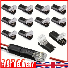 30pcs Double Wire Push In Connector With Locking Buckle, 2 Pin, Black, Nylon