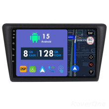 RoverOne 8G+128G Car Radio Stereo Wireless CarPlay Android Auto GPS Sat Navi Head Unit for Skoda Rapid 2013 - 2017
