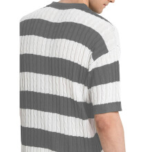 HYPESTFIT Herren Polo-Shirt Kurzarm Gestreift Elegant Grau XL — polo t shirt herren, hypestfit polo, polo hemd gestreift, polo t shirt grau