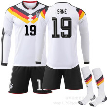 (Size 19 with socks, #M) (No. 19 SANE) 2627 Germany Home Long-Sleeve Soccer Jersey