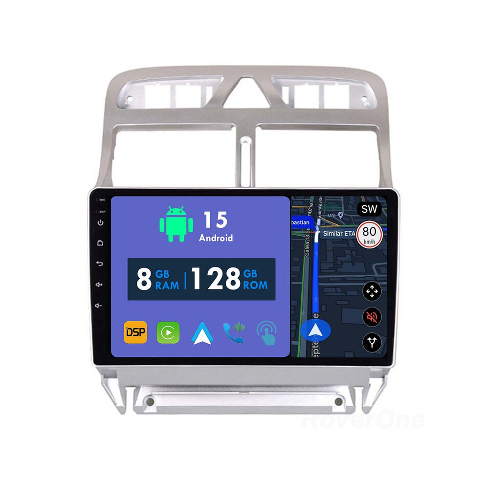 Roverone 8G+128G Car Radio Stereo Wireless Carplay Android Auto Gps Sat Navi Head Unit For Peugeot 307 2001 - 2013 786354254183