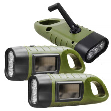3er-Pack Mini-LED-Taschenlampen mit Solar- und Handkurbelbetrieb, USB-Typ-C-aufladbar, Notstromfunktion, kompakte Outdoor-EDC-Taschenlampe